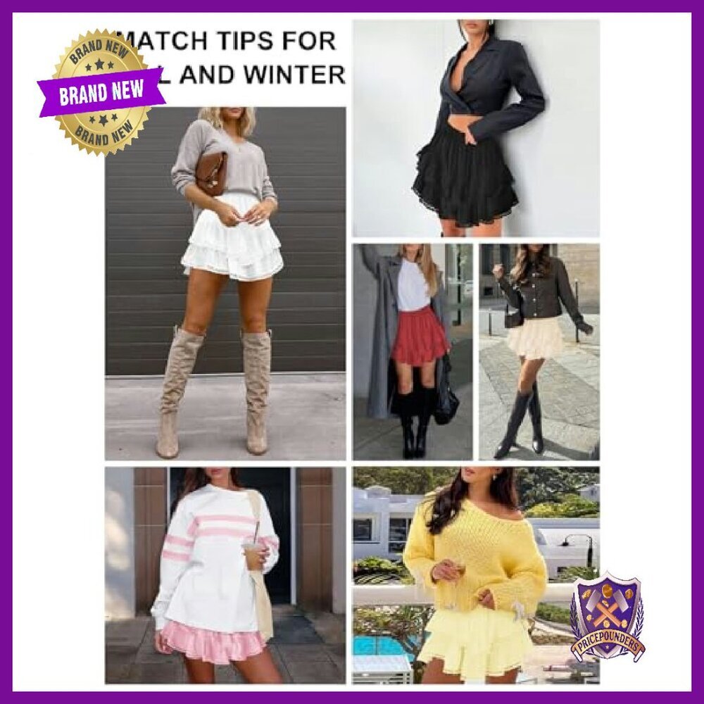 High Waist Ruffle Mini Skirt Lace Trim Flowy Tiered Athletic - Picture 6 of 6